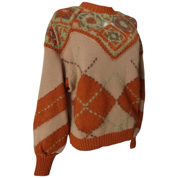 Alberta Ferretti Argyle Patterned Sweater In Orange Size 8 - Picture 3 of 10